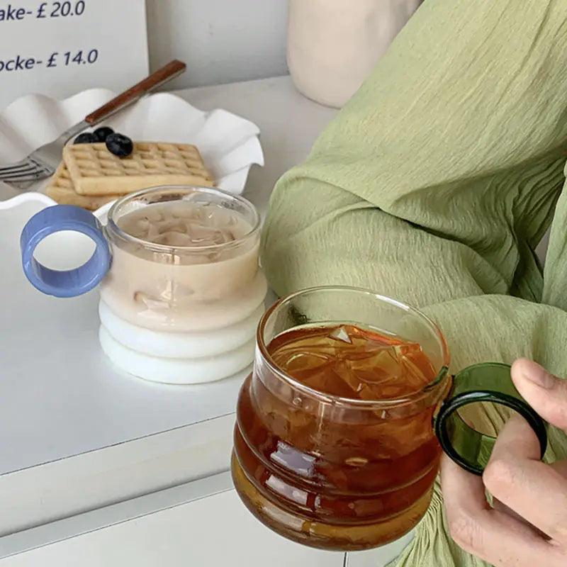 Heat Resistant Transparent Glass Drinking Cup with Handle
