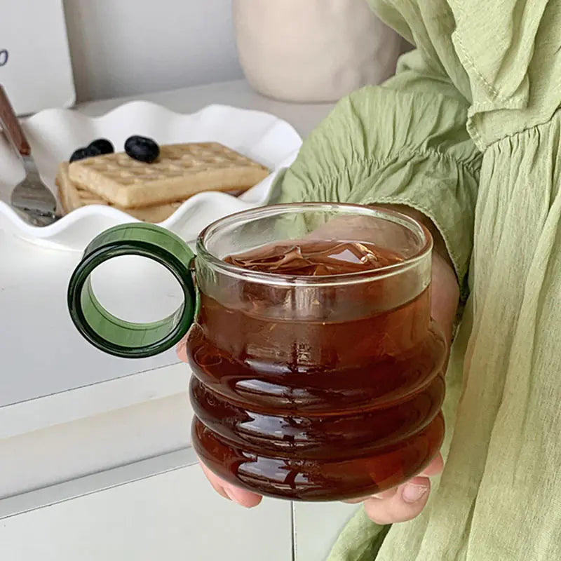 Heat Resistant Transparent Glass Drinking Cup with Handle